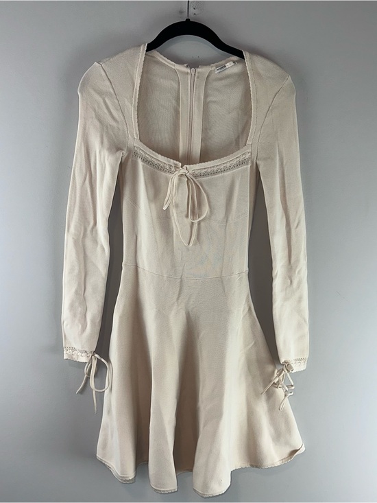 House of CB Dresses & Skirts - House of CB Caprice Rib Knit Long Sleeve Flare Cottagecore Cream Dress Size XS
